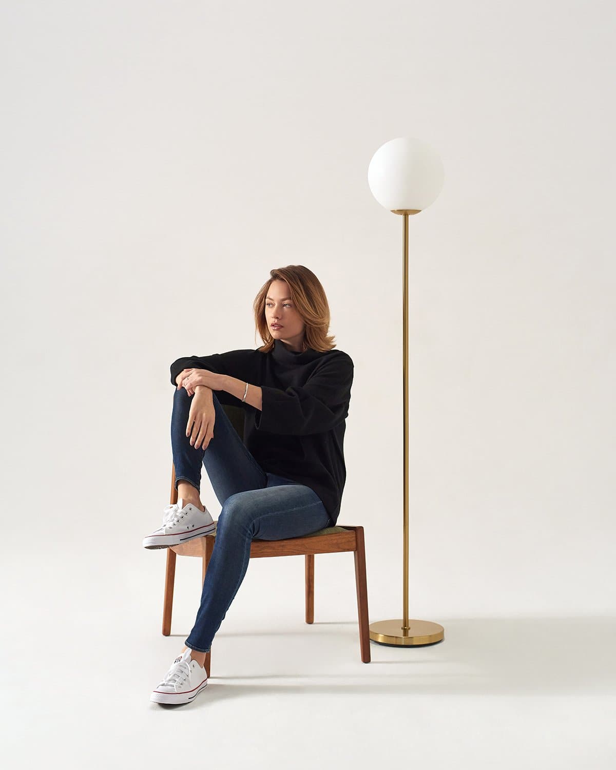 Luna Brass Globe Floor Lamp | Smart LED, Frosted Glass Shade