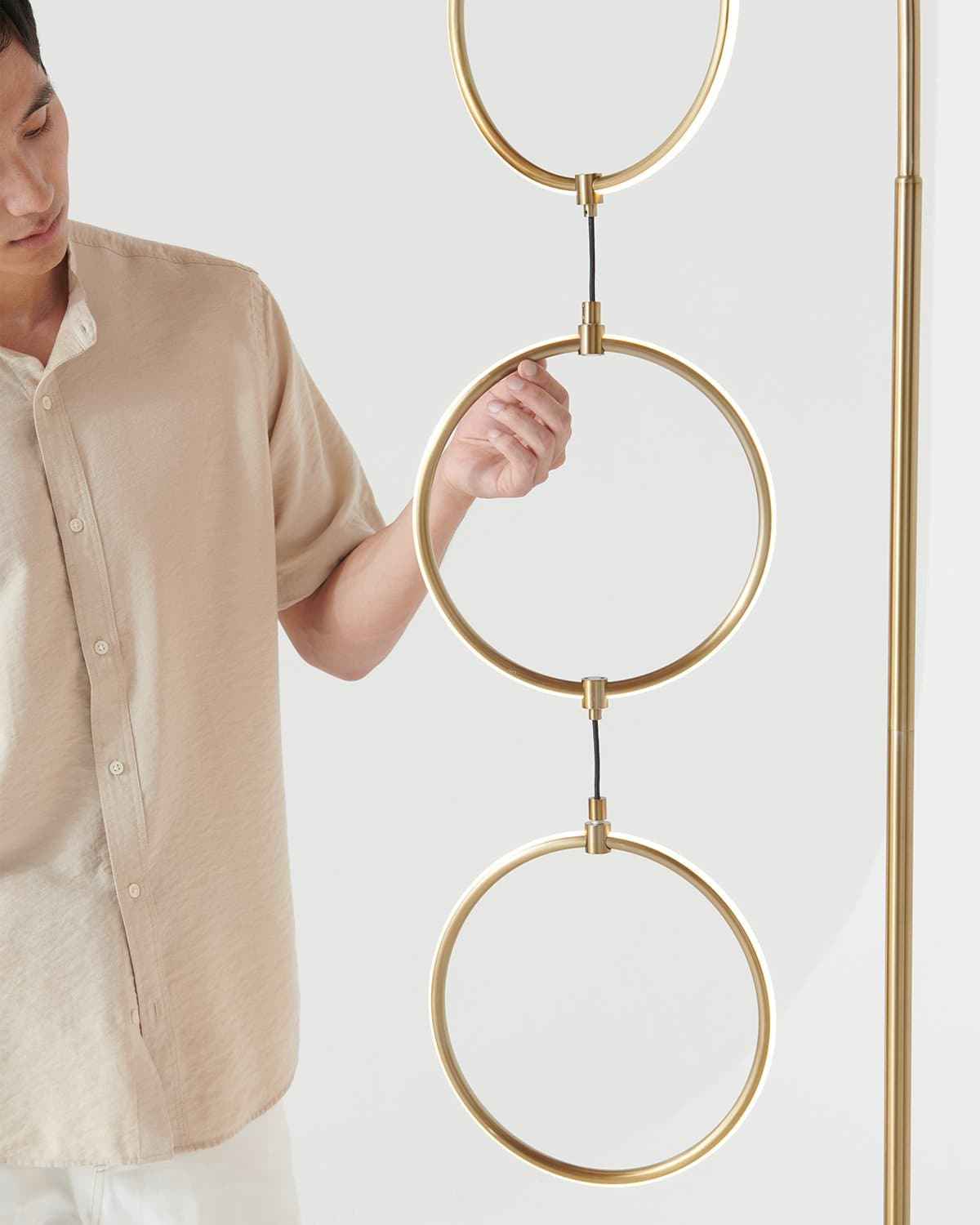 Nero Floor Lamp | Dimmable Touch Switch, Brass Curved Stem