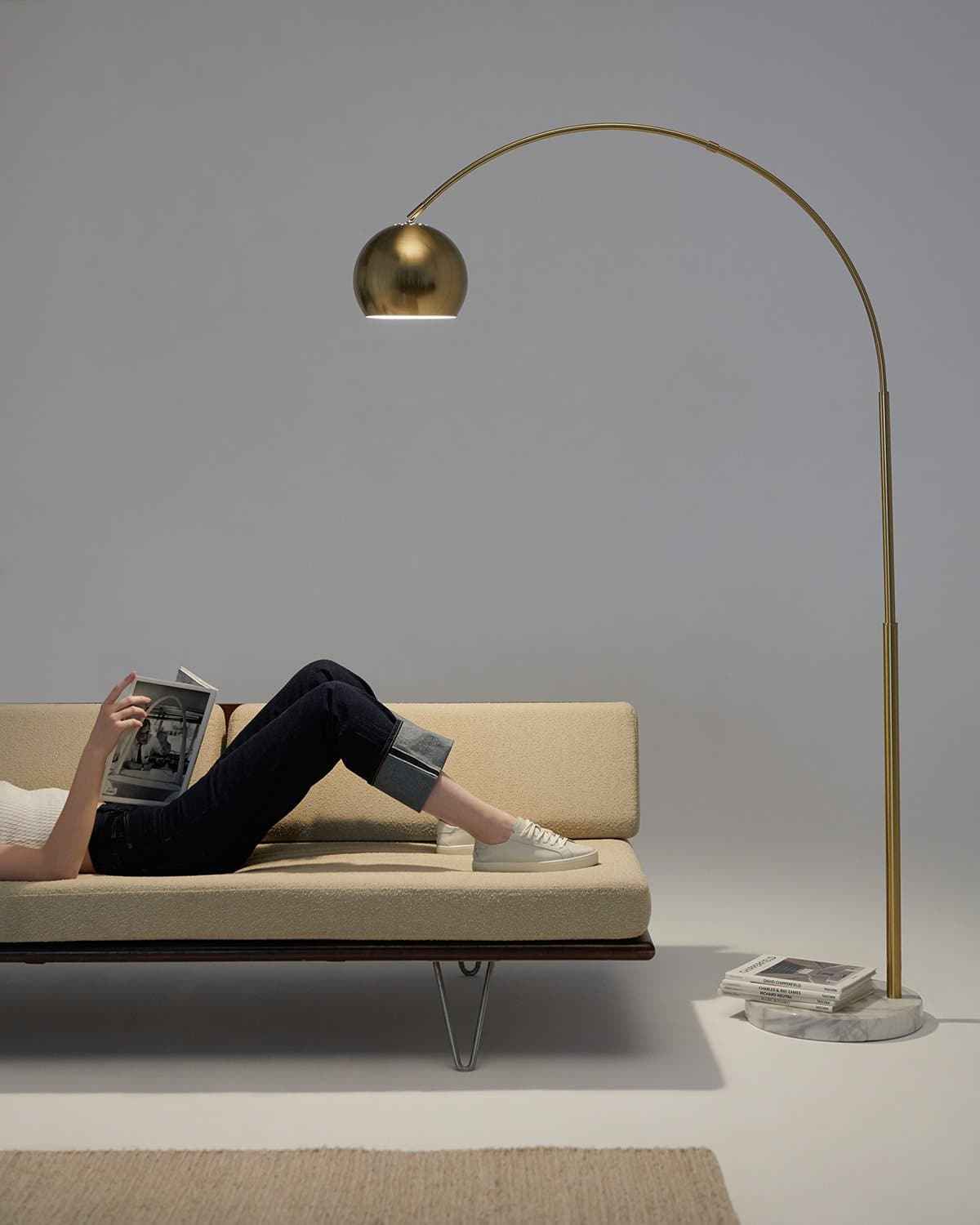 Oriana Arc Floor Lamp | LED with Marble Base