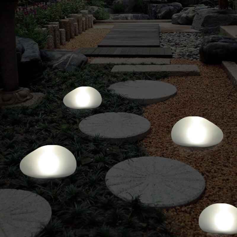LED Outdoor Landscape Light - Solar Pebble with Sandblasted Glass Design