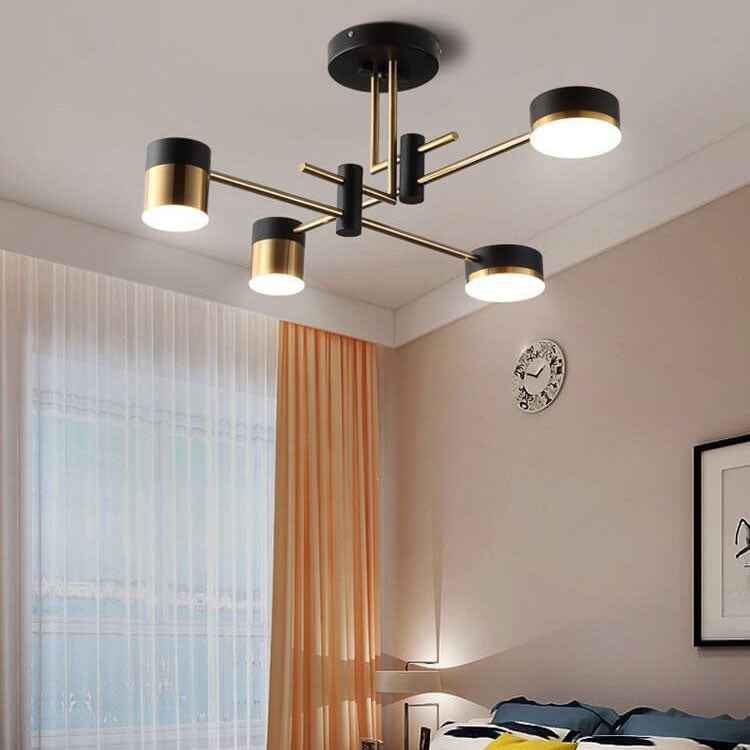 Contemporary Minimalist Black and Gold Semi-Flush Mount Light with 4-8 Bulb Capacity