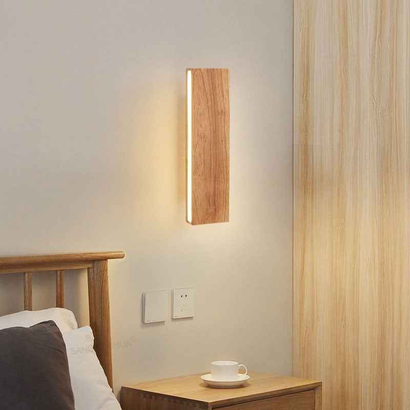 Minimalist Japanese Rectangular Log LED Wall Sconce Lamp with Rotatable Design