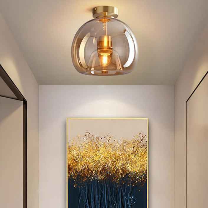 Navi Glass Ball Ceiling Light | Semi-Flush Mount, Smoke Grey or Amber