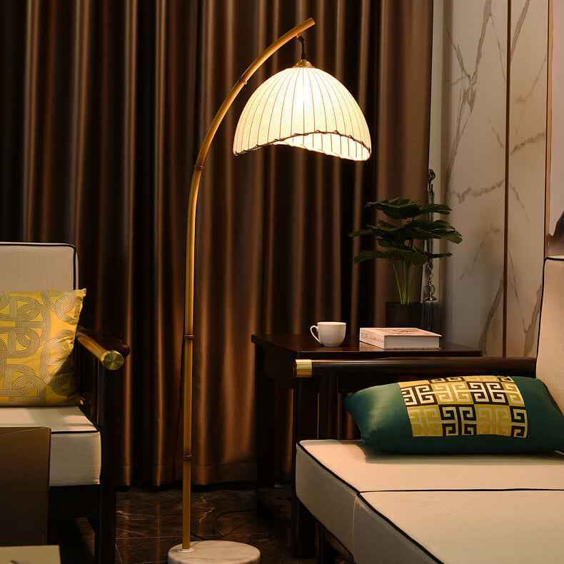 Vintage Zen Bamboo Pole 1-Light Floor Lamp