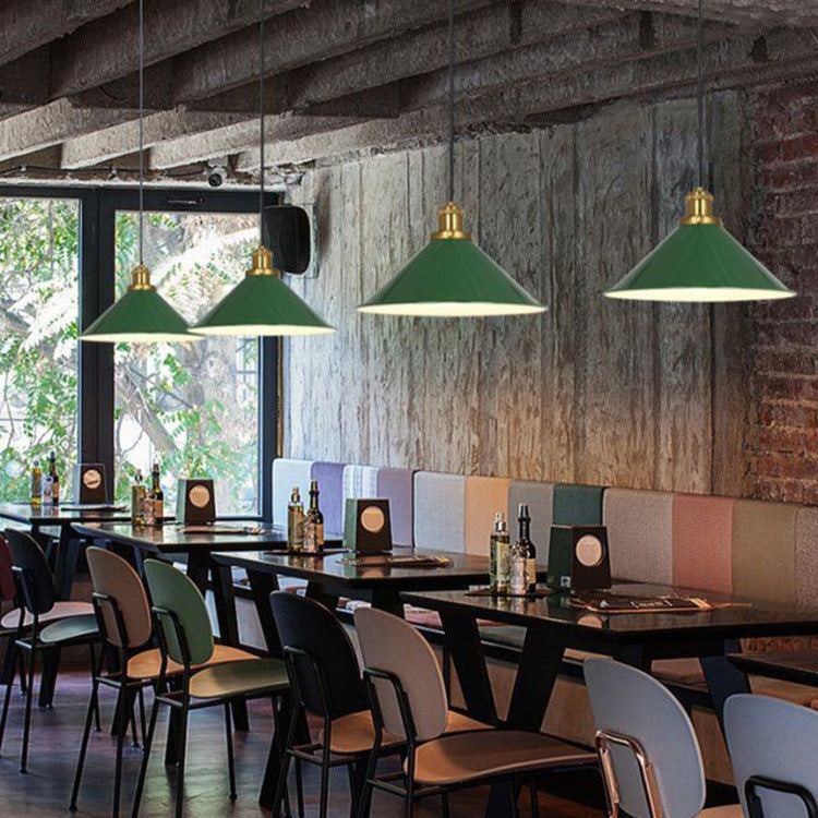 Vintage Industrial Green Iron Dome Cone Pendant Light - 1-Light Design
