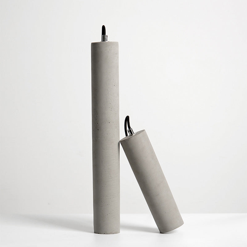 Modern Industrial Cylindrical Cement Pendant Light with Rough Texture - 1-Light Fixture for Living Room