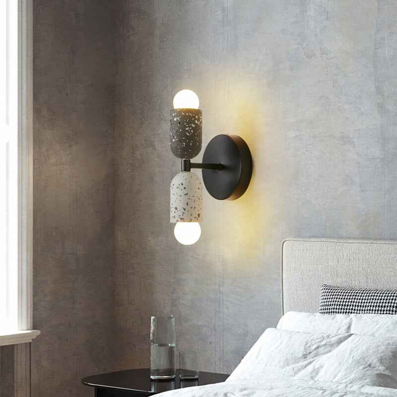 Contemporary Wabi-Sabi Iron and Cement 2-Light Wall Sconce