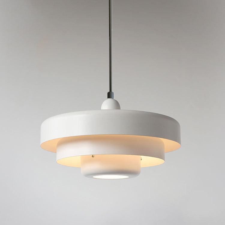 Vintage Nordic Multi-Layer Round Metal Pendant Light with Single Bulb