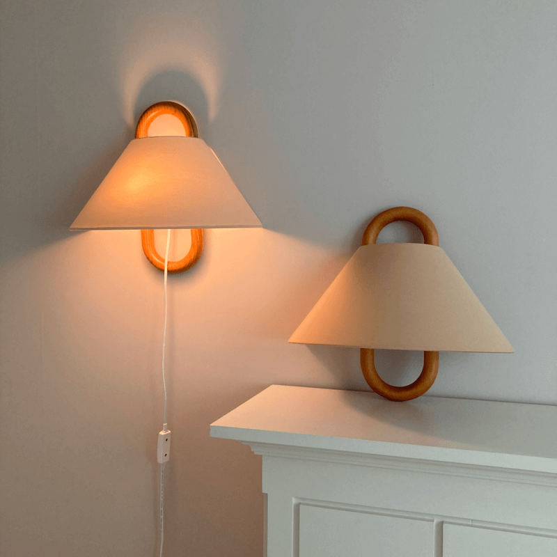 Contemporary Solid Wood Pleated Semi-Circle Wall Sconce Lamp with Single Light