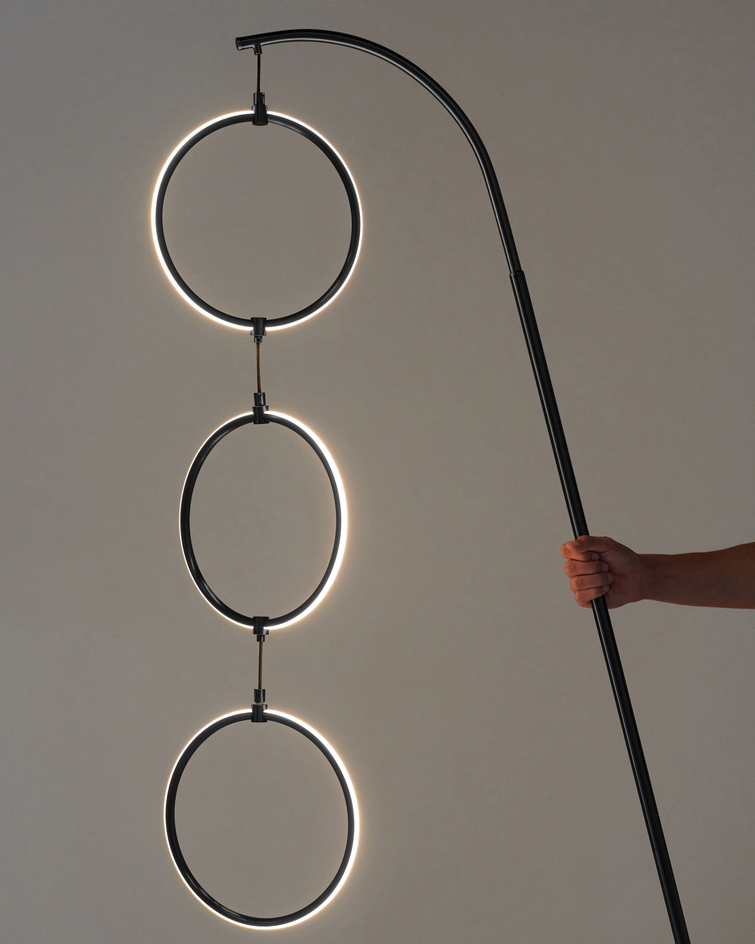 Nero Floor Lamp | Dimmable Touch Switch, Brass Curved Stem