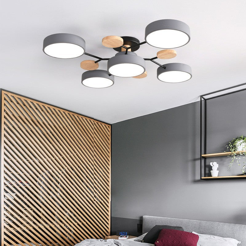 Modern Scandinavian Round LED Semi-Flush Mount Ceiling Light with Molecule Branch Design for Living Room