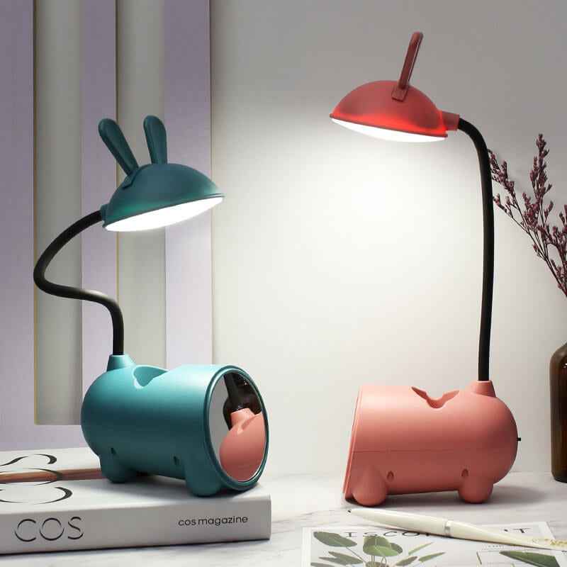 Creative Cartoon Rabbit LED Desk Lamp with Touch Control and USB Pen Holder