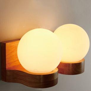 Nordic Modern Solid Wood Half-Ball Wall Sconce Lamp