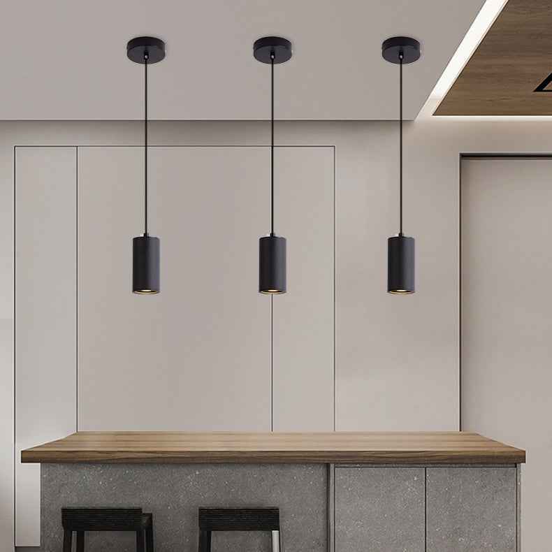 Nordic Minimalist Iron Mini Pendant Light - 1-Light Column Design