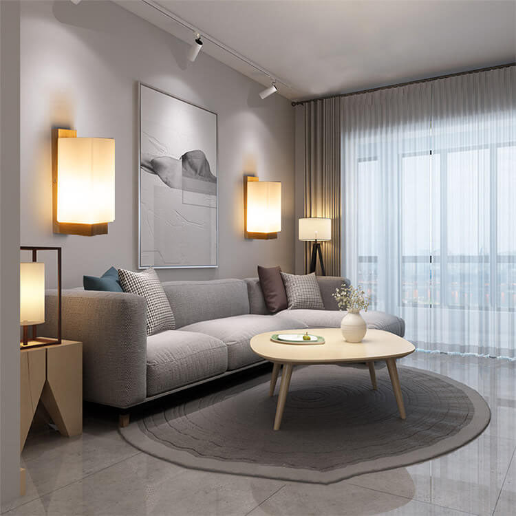 Contemporary Minimalist Solid Wood Square Glass Column Wall Sconce Lamp with 1 Light