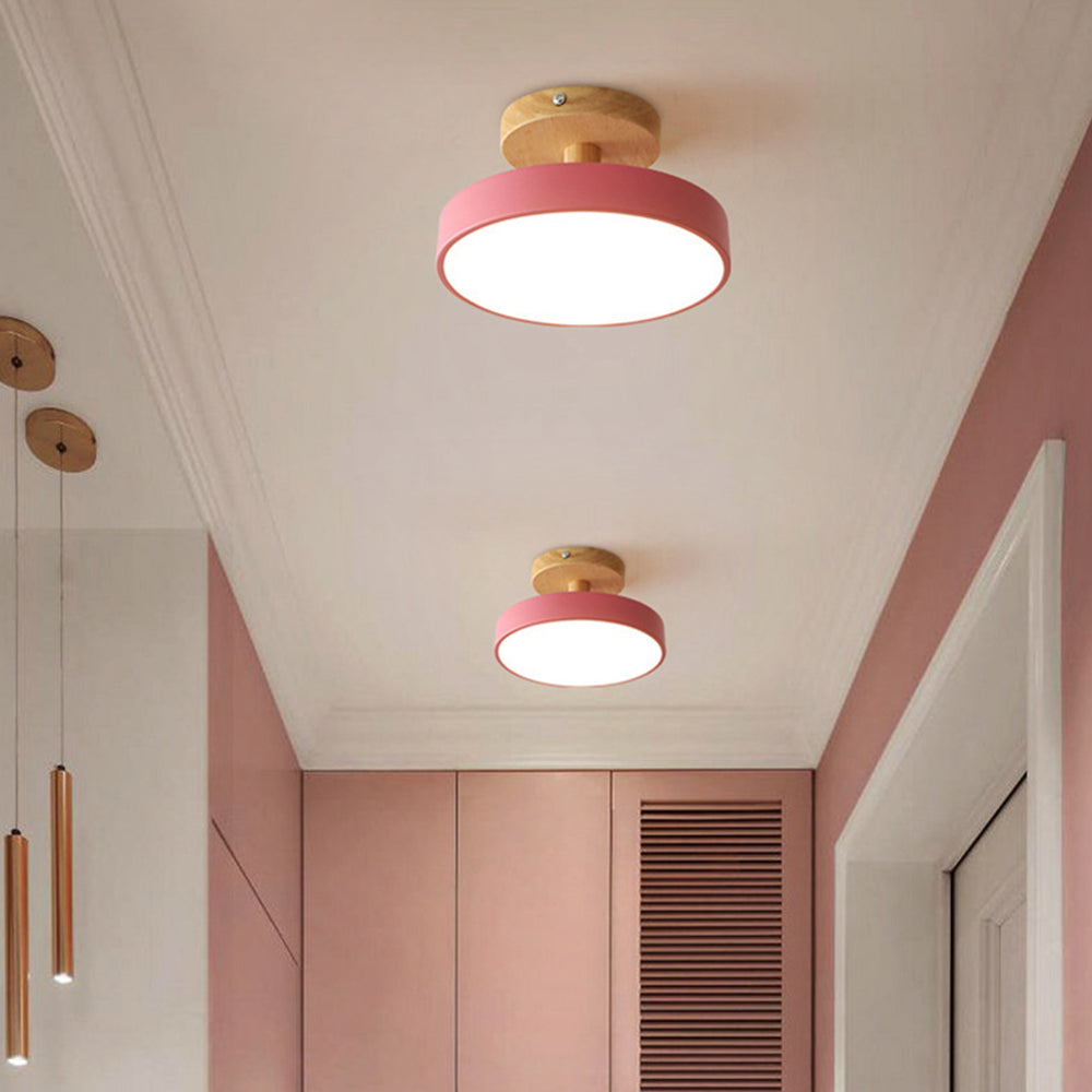 Bela LED Plafondlamp | Hout, Compact Ontwerp 18cm