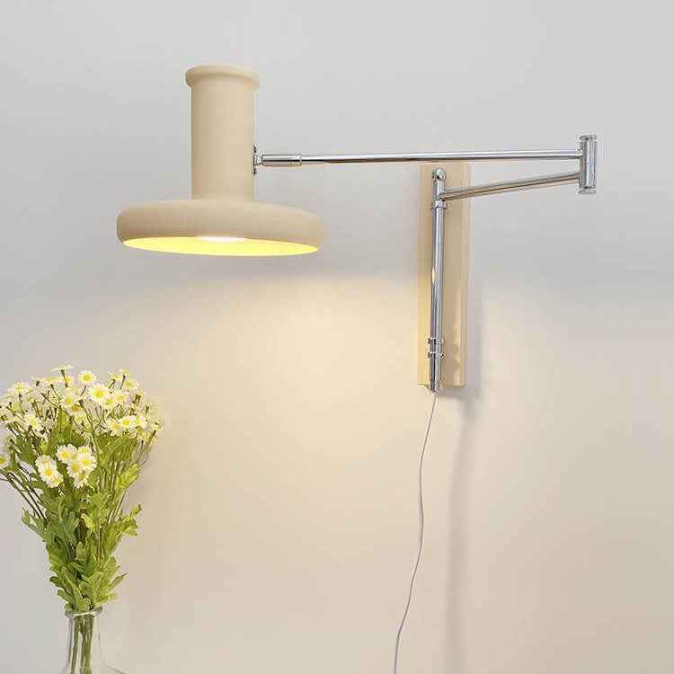 Beige Minimalist Nordic Swing Arm Wall Sconce Lamp - 1 Light