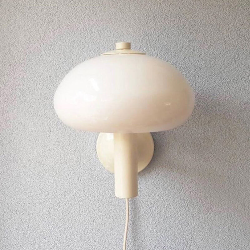 Nordic Vintage White Glass Dome Mushroom Wall Sconce Lamp with Single Light