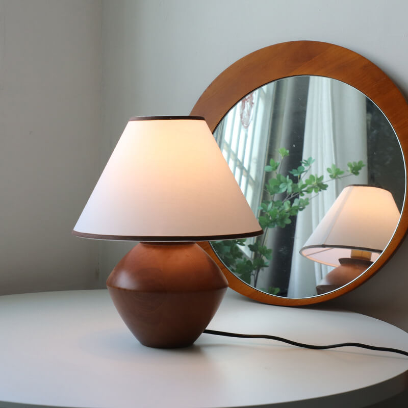 Vintage Solid Wood Table Lamp with Wabi-Sabi Design - Japanese Style, 1-Light
