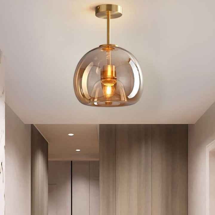 Nordic Style Elegant Round Glass Ball Semi-Flush Mount Ceiling Light - 1-Light