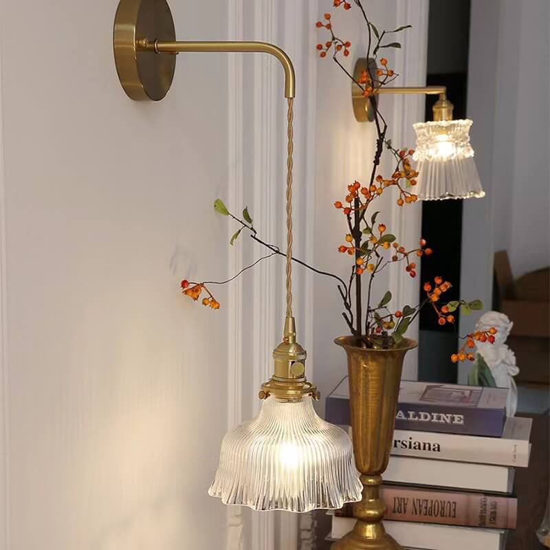 Nordic Minimalist Copper and Glass 1-Light Wall Sconce