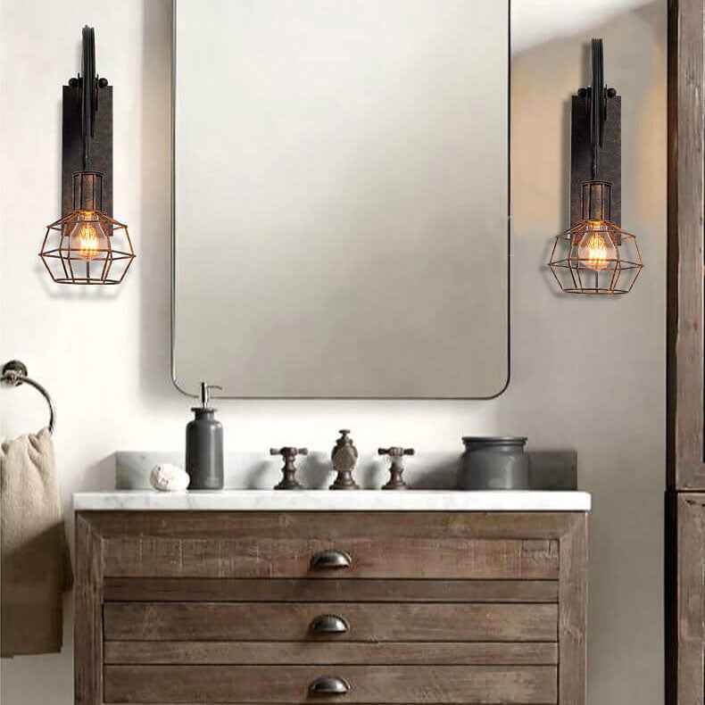 Retro Industrial Iron Wall Sconce Lamp with Single Pulley Light