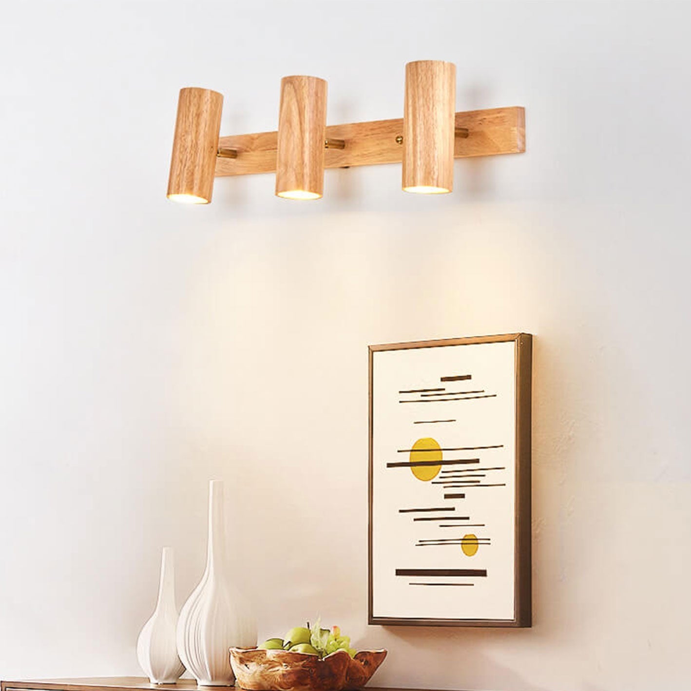 Contemporary Minimalist Wooden Track Spotlight Wall Sconce - Available in 1, 2, or 3 Lights