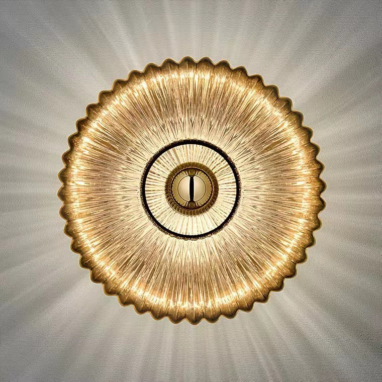 Vintage Nordic Striped Glass Round Disc Wall Sconce Lamp with 1 Light