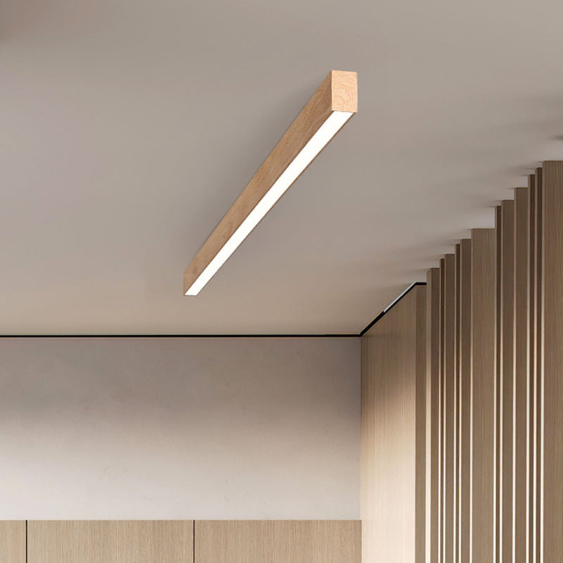 Contemporary Wood Grain Aluminum LED Flush Mount Ceiling Light