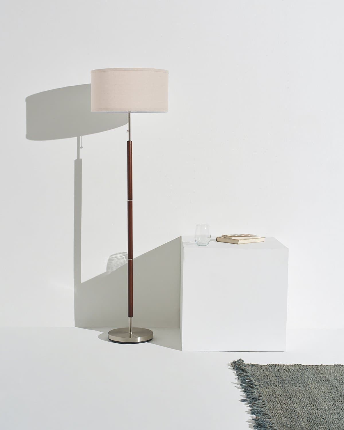 Caro Floor Lamp | Walnut Eucalyptus Wood, Linen Shade