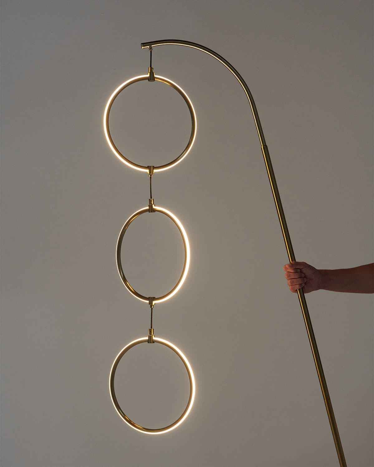 Nero Floor Lamp | Dimmable Touch Switch, Brass Curved Stem