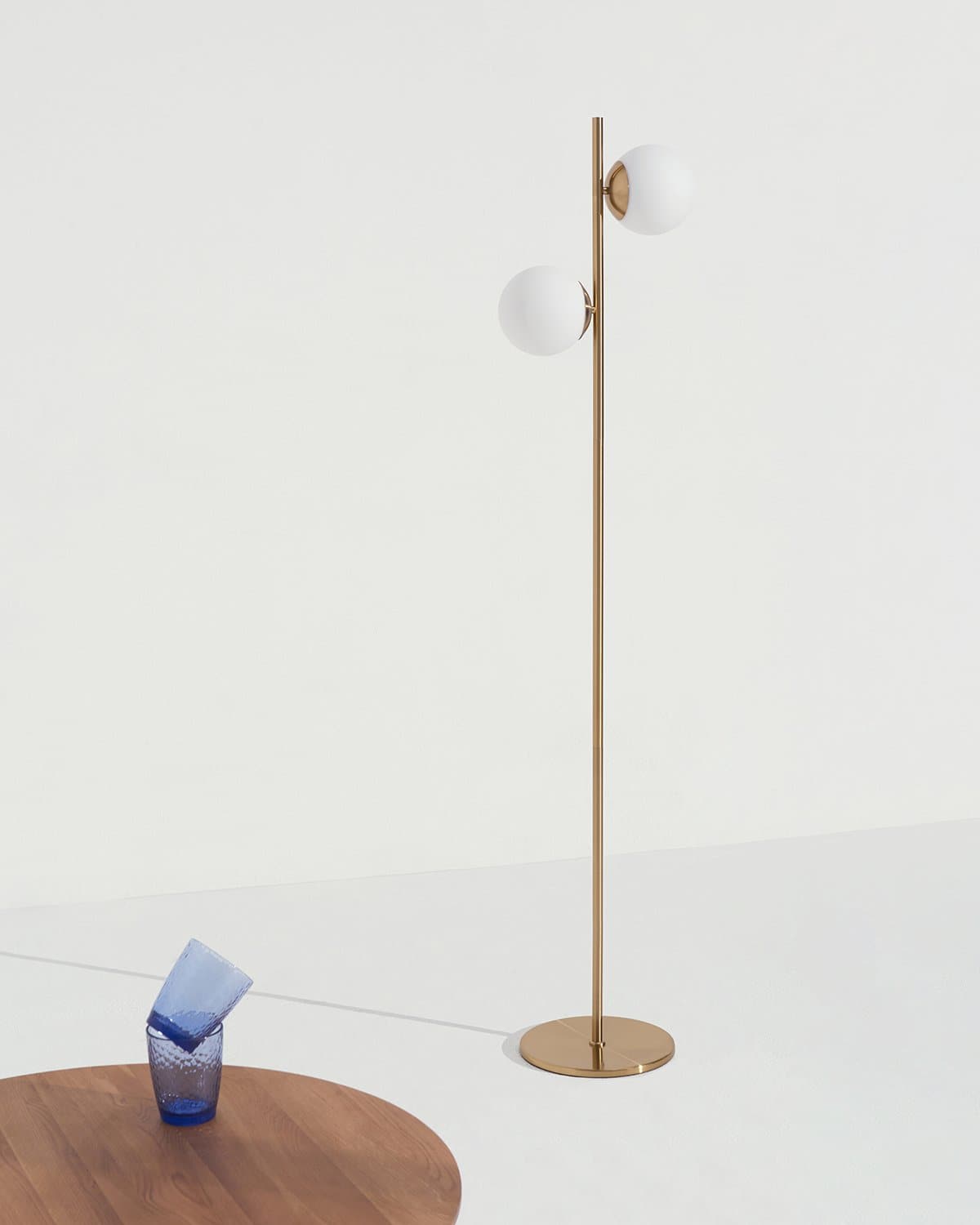 Bello Sphere Floor Lamp | Two Frosted Glass Globes, Contemporary Design