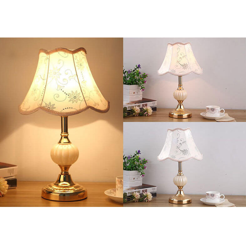 Vintage Nordic Floral Glass Table Lamp with Single Light