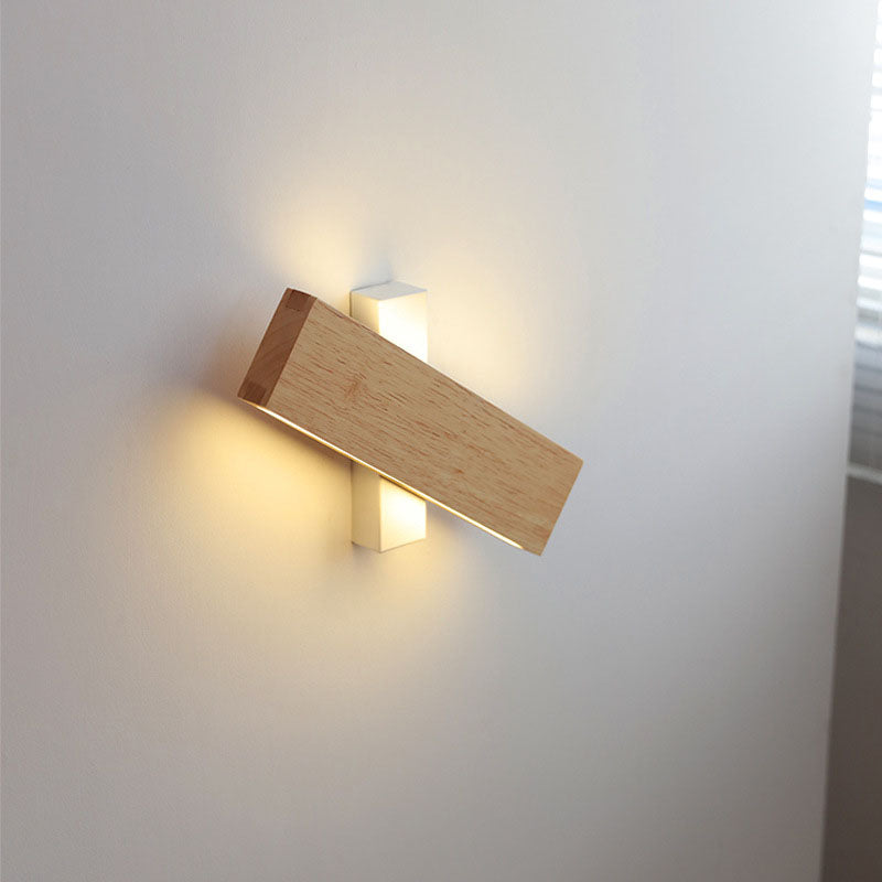 Minimalist Japanese Rectangular Log LED Wall Sconce Lamp with Rotatable Design