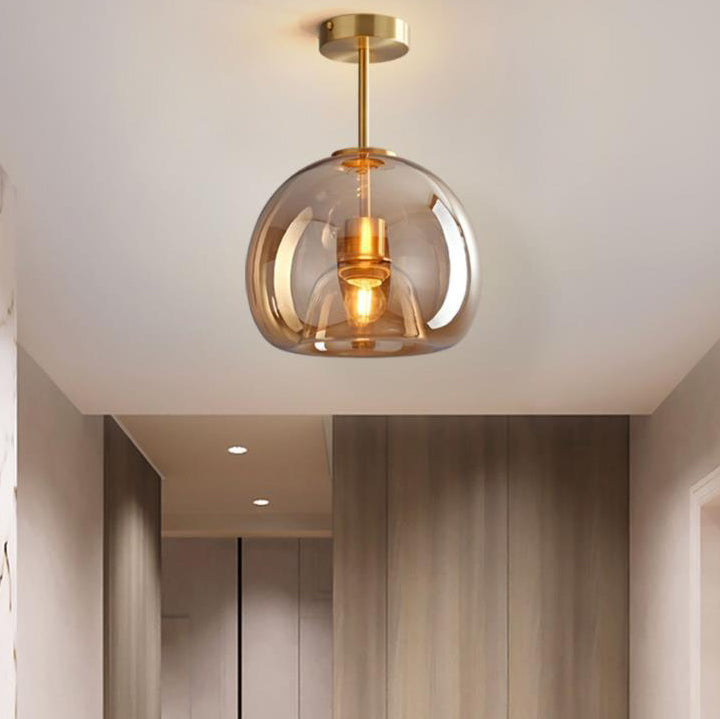 Navi Glass Ball Ceiling Light | Semi-Flush Mount, Smoke Grey or Amber