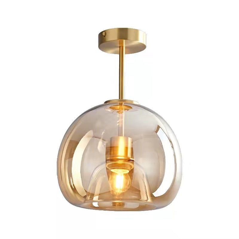 Nordic Style Elegant Round Glass Ball Semi-Flush Mount Ceiling Light - 1-Light