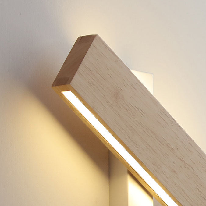 Minimalist Japanese Rectangular Log LED Wall Sconce Lamp with Rotatable Design