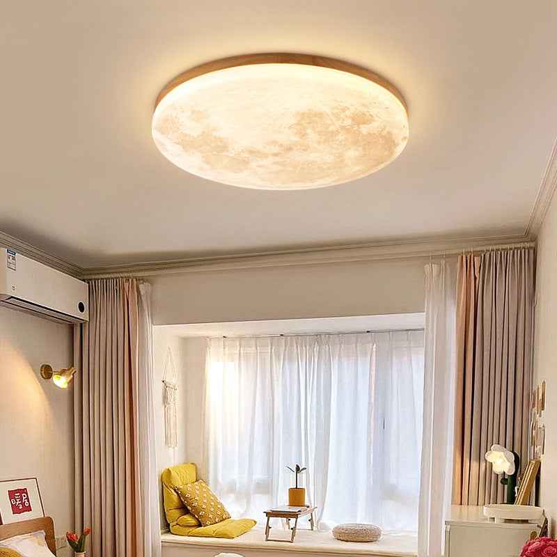 Nordic Minimalist Round Moon LED Flush Mount Ceiling Light in PVC