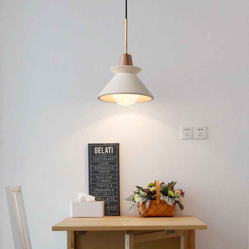 Minimalist Nordic White Cement Tapered Pendant Light - 1-Light