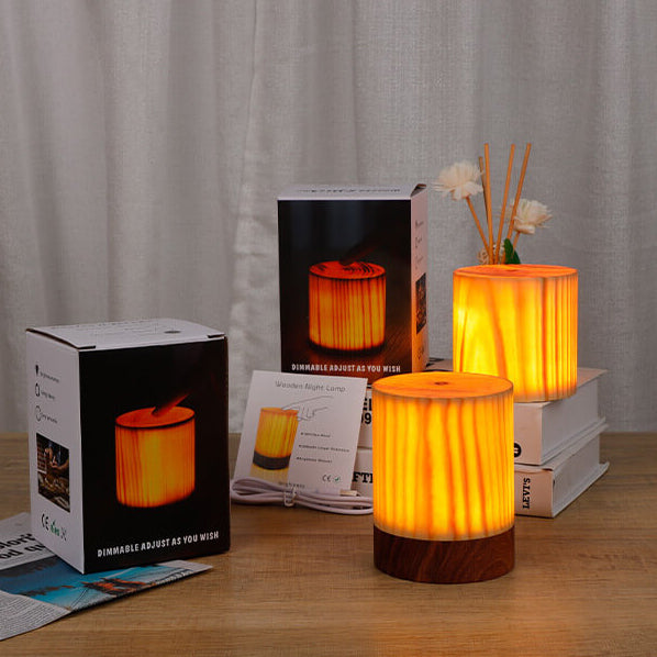 Artistic Wooden LED Touch-Control Night Lamp