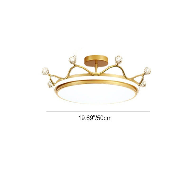 Modern Kids' Crown Design Iron Acrylic LED Semi-Flush Ceiling Light for Bedroom