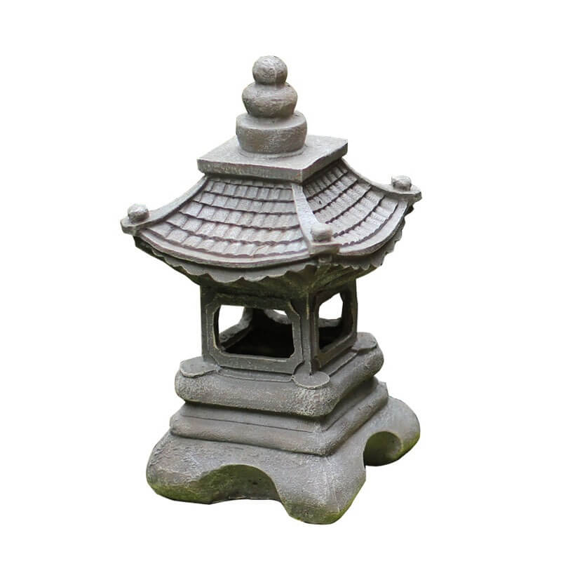 Japanese Zen Solar-Powered Waterproof Pagoda Stone LED Garden Light for Outdoor Decor
