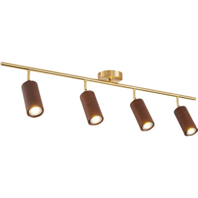 Nordic Minimalist Walnut Wood Linear Track LED Ceiling Light - Available in 1, 2, 3, or 4 Lights