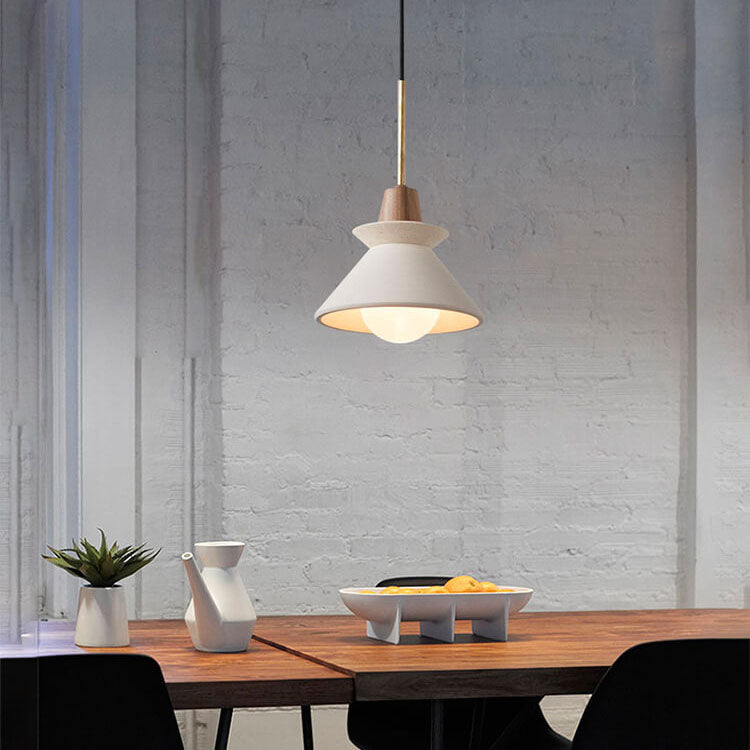 Minimalist Nordic White Cement Tapered Pendant Light - 1-Light