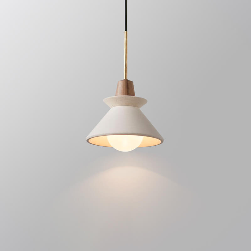 Minimalist Nordic White Cement Tapered Pendant Light - 1-Light