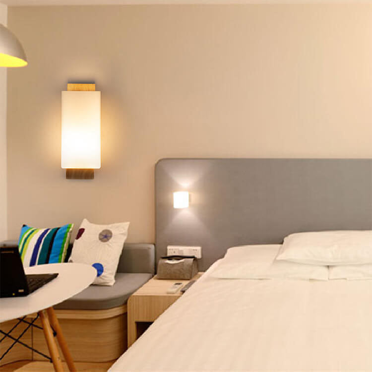 Contemporary Minimalist Solid Wood Square Glass Column Wall Sconce Lamp with 1 Light