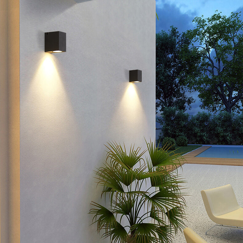 Contemporary Waterproof Square LED Spotlight for Outdoor Garden Wall - Adjustable Angle Sconce Lamp