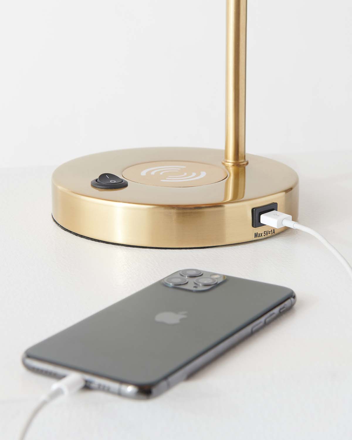 Elysian USB Table Lamp | Brass Base, Touch Switch