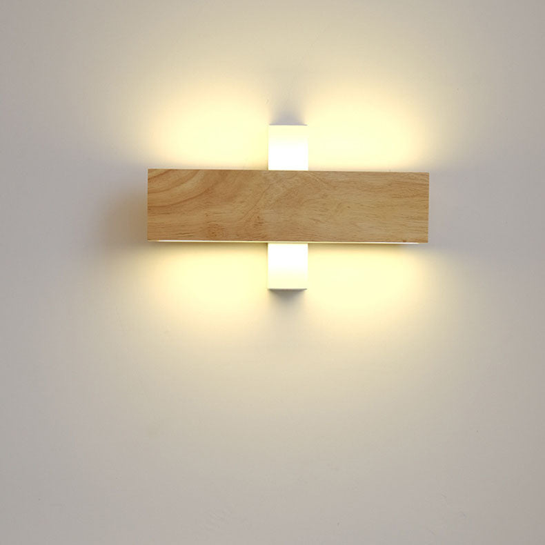 Minimalist Japanese Rectangular Log LED Wall Sconce Lamp with Rotatable Design