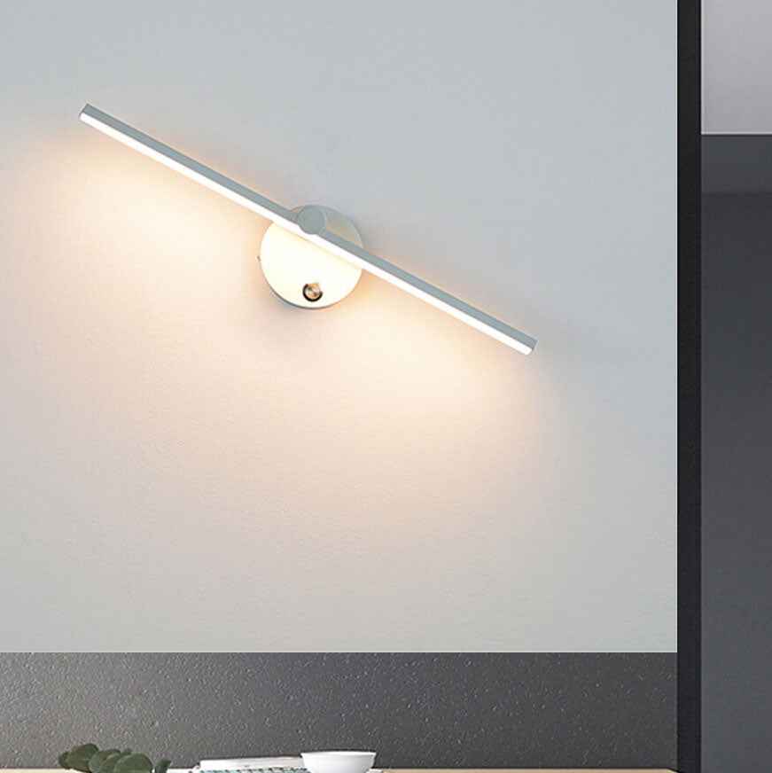 Nordic Minimalist Aluminum LED Wall Sconce with Long Bar Mirror Design